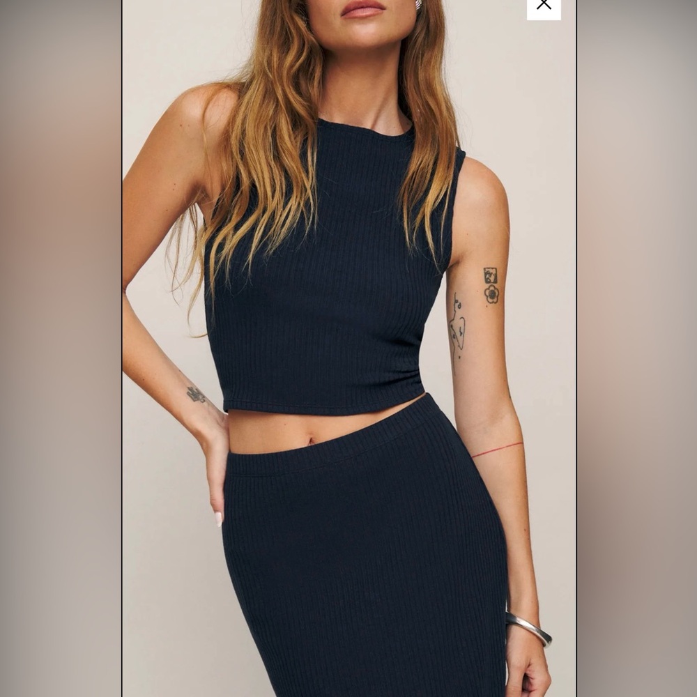 Reformation Ribbed Top & Skirt Set